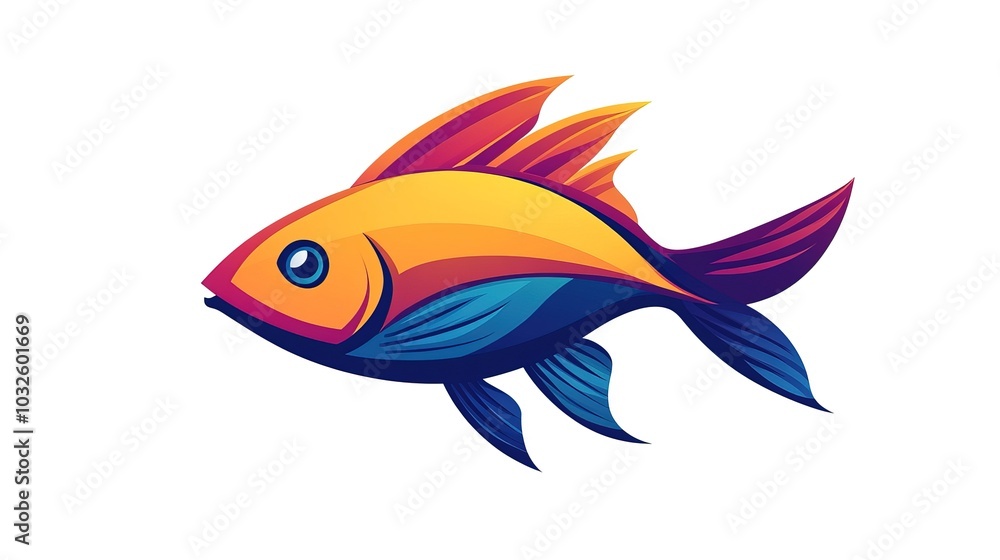 Simple graphic logo of color fish on white background Simple graphic logo of color fish on white background