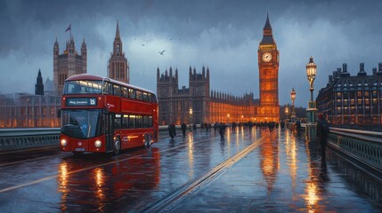 Acrylglasbilder Themen Big Ben und roter Bus London  © Johannes