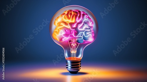 Creative Concept of Brain Inside Light Bulb