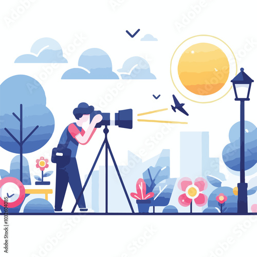 a cameraman is taking photo vector