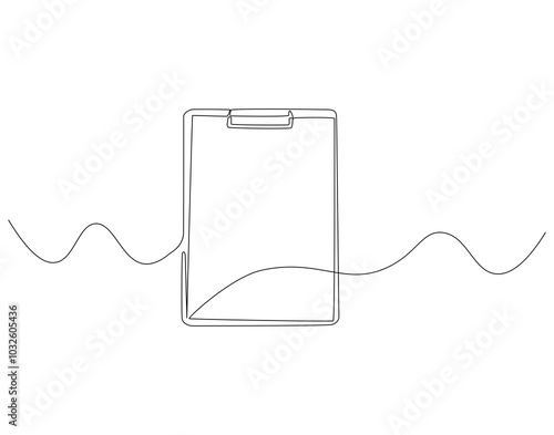 Continuous one line drawing of clipboard. One line drawing illustration of clipboard. Blank paper clipboard concept line art. Editable outline