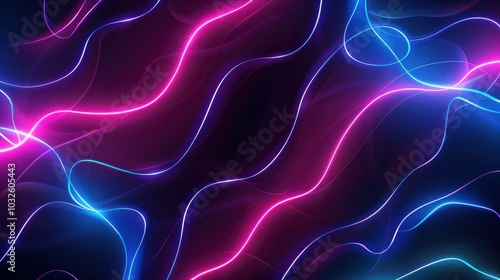 Abstract neon light background featuring glowing shapes in dynamic patterns and vibrant colors