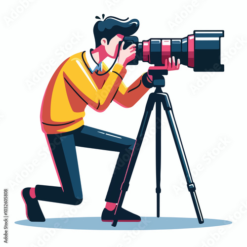 a cameraman is taking photo vector