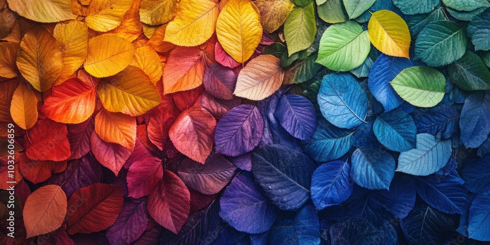 Richly Textured Autumn Leaves in a Colorful Gradient Spectrum Richly Textured Autumn Leaves in a Colorful Gradient Spectrum