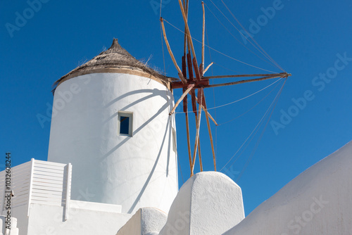 windmill in Oia Santorini Greece