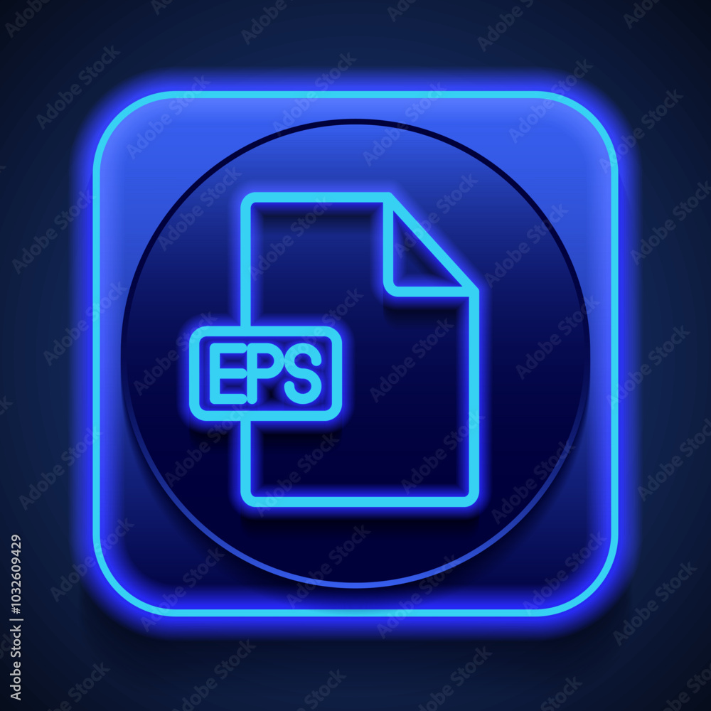 EPS file simple icon vector. Flat design. Blue neon style on button. With shadow EPS file simple icon vector. Flat design. Blue neon style on button. With shadow