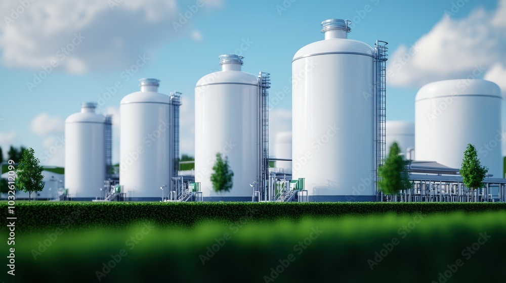 Obraz premium Modern Biofuel Production Facility Overview