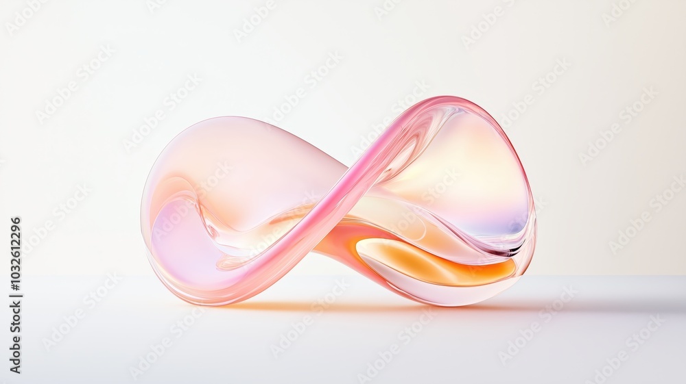 A contemporary, abstract sculpture in pink and orange hues, representing infinity. Its flowing form creates a sense of movement and elegance against a soft background. A contemporary, abstract sculpture in pink and orange hues, representing infinity. Its flowing form creates a sense of movement and elegance against a soft background.