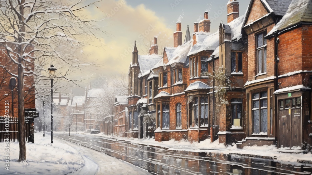 city street in snowy winter city street in snowy winter