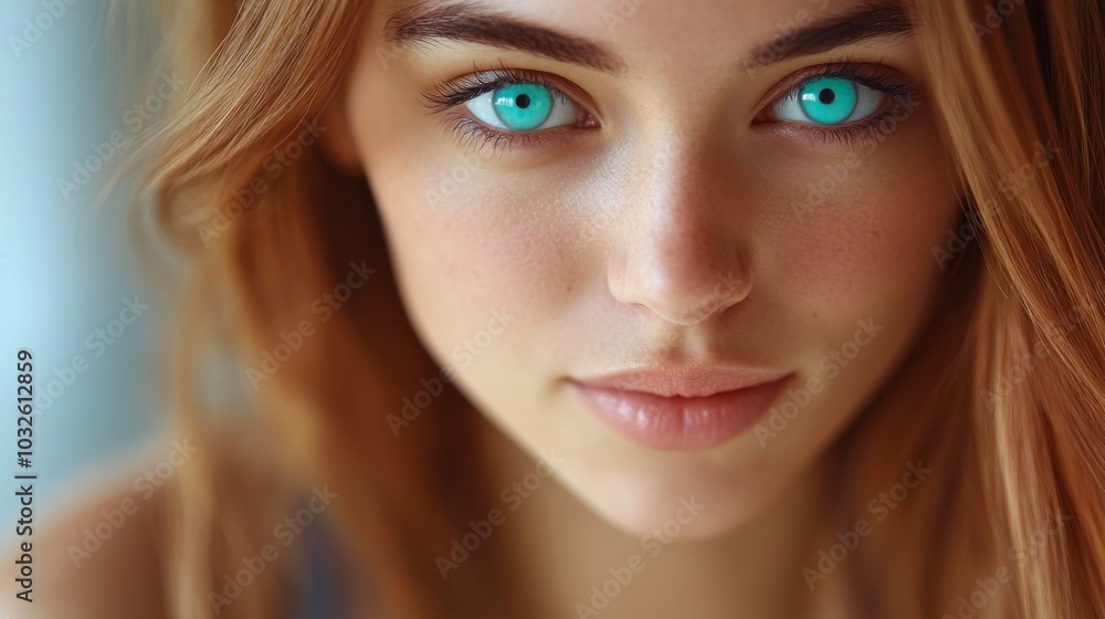 Close-up Portrait of a Young Woman with Blue Eyes Close-up Portrait of a Young Woman with Blue Eyes