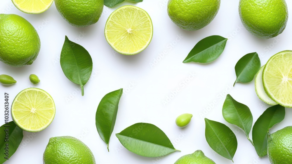 Fresh green citrus leaves on white background Fresh green citrus leaves on white background