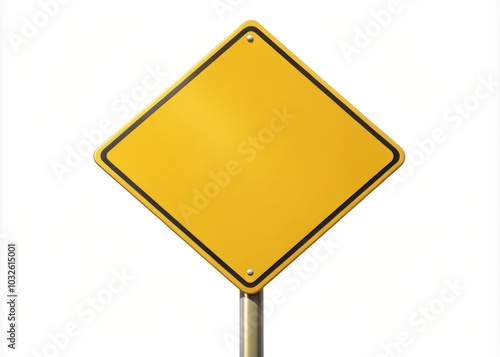 Isolated Yellow Traffic Sign on White Background photo