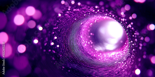 Mesmerizing abstract violet unnel with glittering lights in motion photo