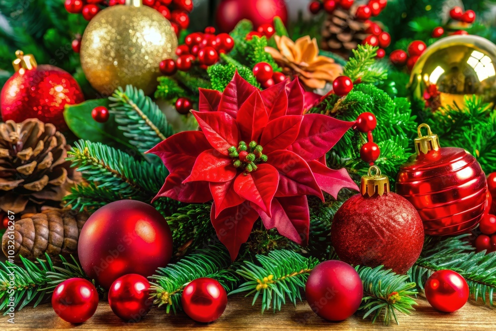 Festive Christmas Decorations with Plants and Gifts Festive Christmas Decorations with Plants and Gifts