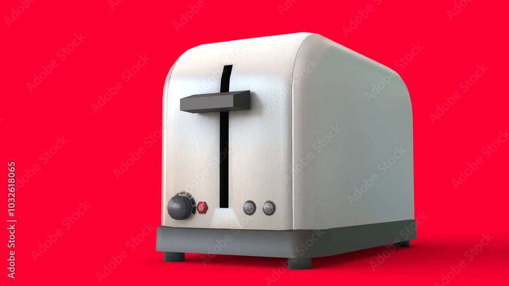electric toaster machine with red background electric toaster machine with red background