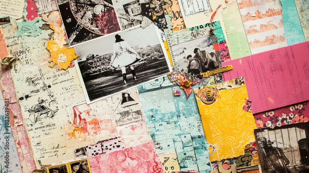 Fototapeta premium Decorative Scrapbook Page with Various Patterns and Colors