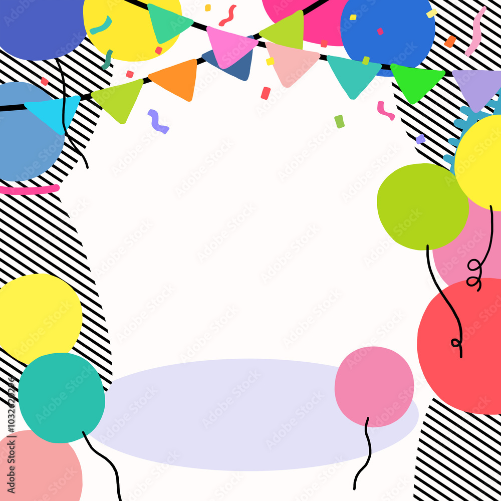 colorful party confetti frame . balloons and fun graphic elements background . pop art . happy holiday mockup . colorful party confetti frame . balloons and fun graphic elements background . pop art . happy holiday mockup .
