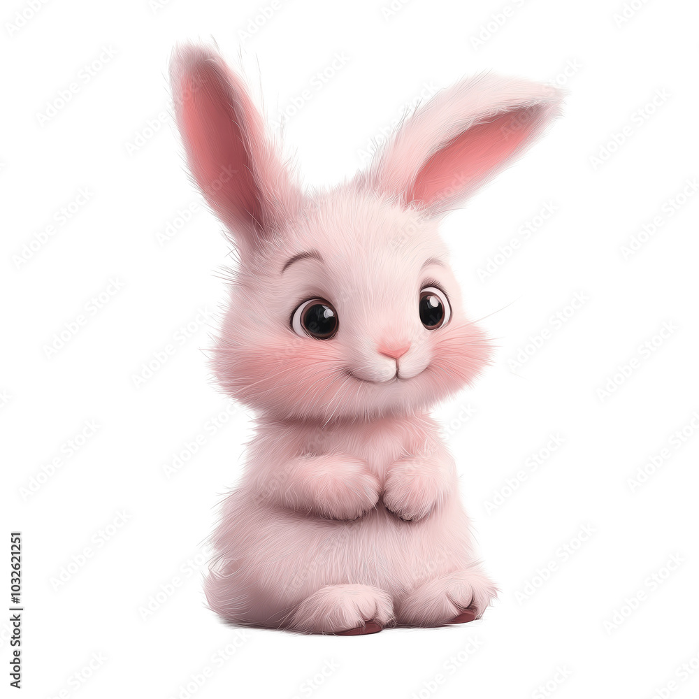 Adorable Pink Bunny with Fluffy Fur on Transparent Background - Made with Generative AI Adorable Pink Bunny with Fluffy Fur on Transparent Background - Made with Generative AI