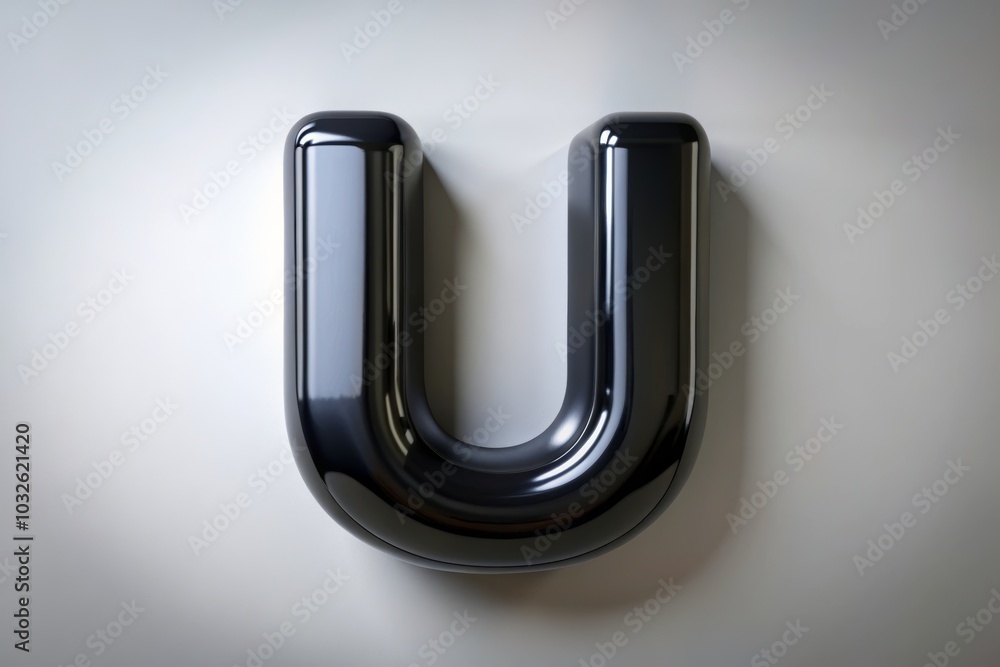 Glossy Inflated Black Letter U in 3D Style Glossy Inflated Black Letter U in 3D Style