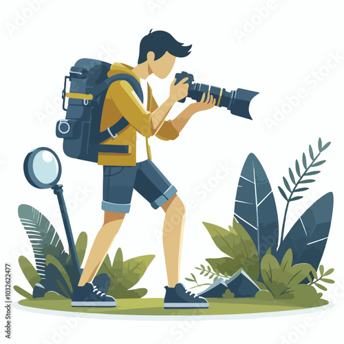 a cameraman is taking photo vector