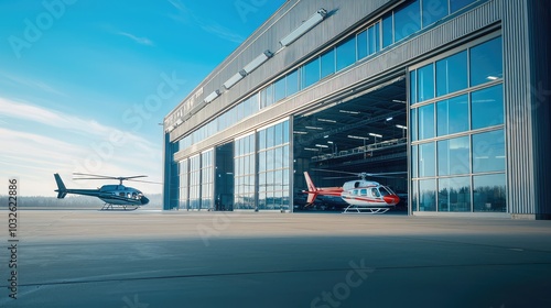 Wallpaper Mural Helicopters in Front of Open Hangar Doors Torontodigital.ca