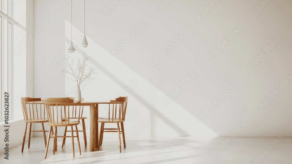 Minimalist Dining Room with Clean White Walls Minimalist Dining Room with Clean White Walls