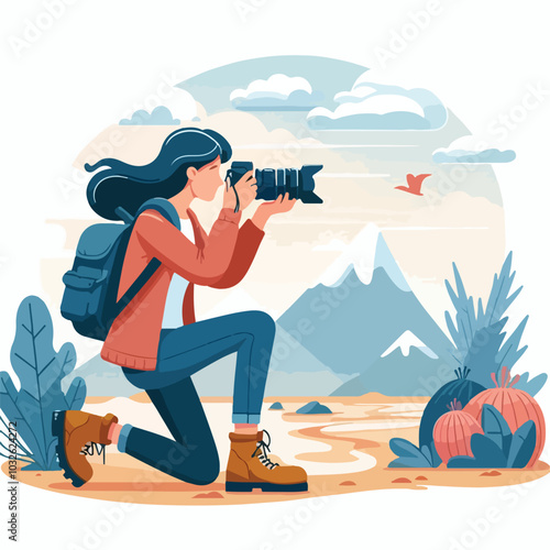 a cameraman is taking photo vector