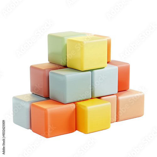 Plastic colored cubes 3d icon clip art