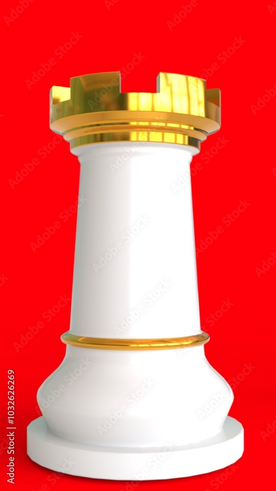 The Rook Chess Piece with red background The Rook Chess Piece with red background