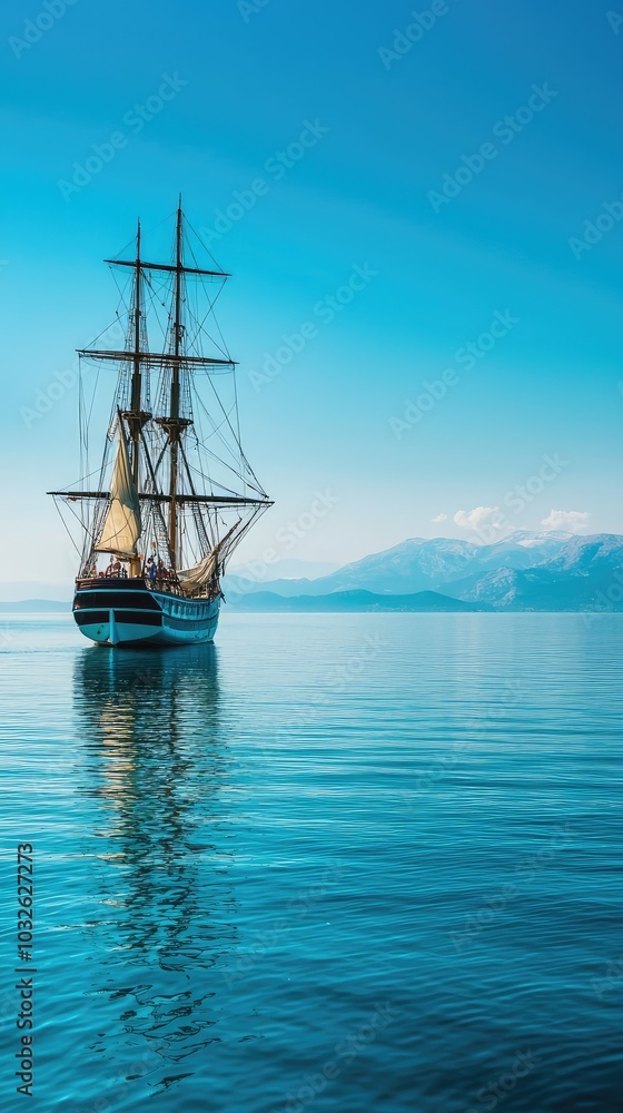 Serene Ship Sailing on Calm Waters Serene Ship Sailing on Calm Waters