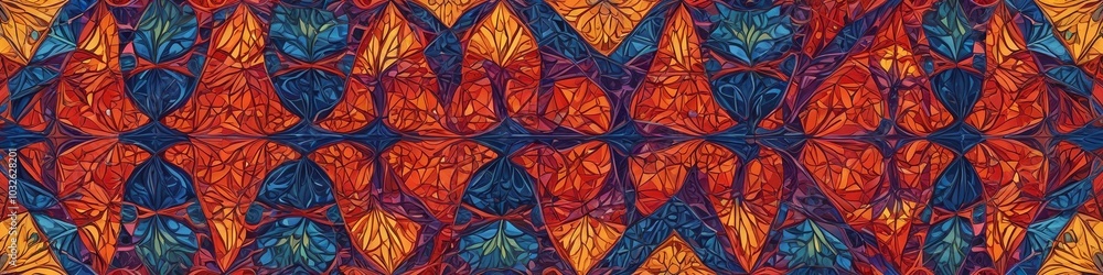 An intricate geometric tessellation in bold colors, providing a visually stimulating backdrop for contemporary art and design, Generative AI An intricate geometric tessellation in bold colors, providing a visually stimulating backdrop for contemporary art and design, Generative AI