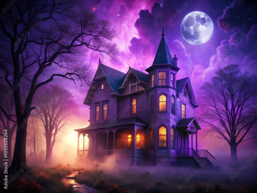 Haunted House Under Glowing Moonlight Haunted House Under Glowing Moonlight