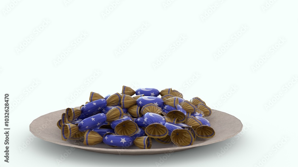 candies on plate with white background candies on plate with white background