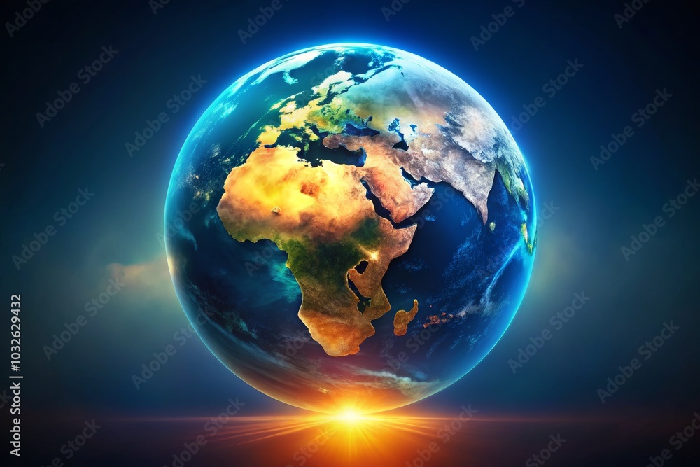 Fototapeta premium Vibrant Earth Sphere in Low Light Photography