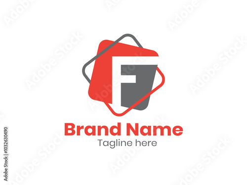 F logo, Initial Letter F Logo connected round shape Vector Template photo