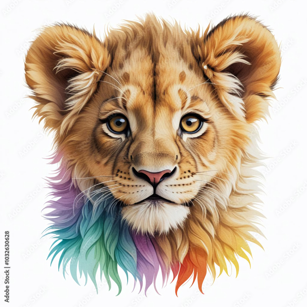 cute lion cub on white background, applique for children's t-shirts cute lion cub on white background, applique for children's t-shirts