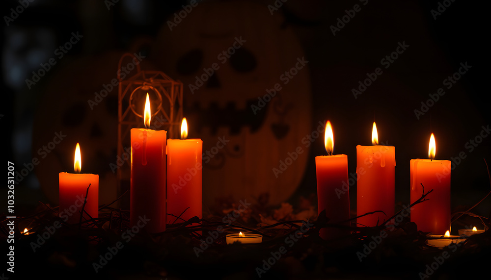 Magic burning candles on glowing dark natural background. mysterious fairy scene. witchcraft ritual. dark natural Background. Samhain, Halloween holiday concept isolated with white highlights, png Magic burning candles on glowing dark natural background. mysterious fairy scene. witchcraft ritual. dark natural Background. Samhain, Halloween holiday concept isolated with white highlights, png