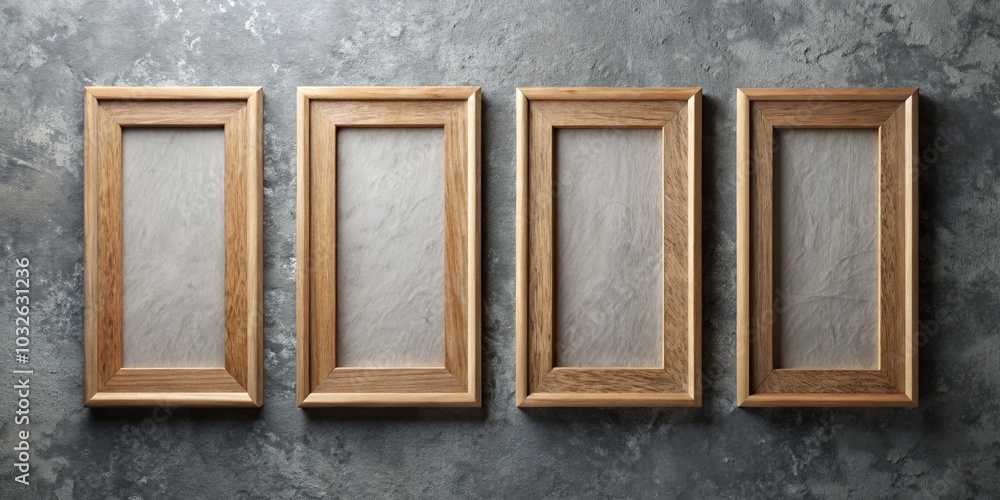Four Wooden Frames on a Textured Background Four Wooden Frames on a Textured Background