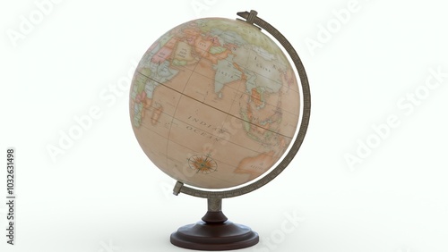 Antique Globe Map with white background