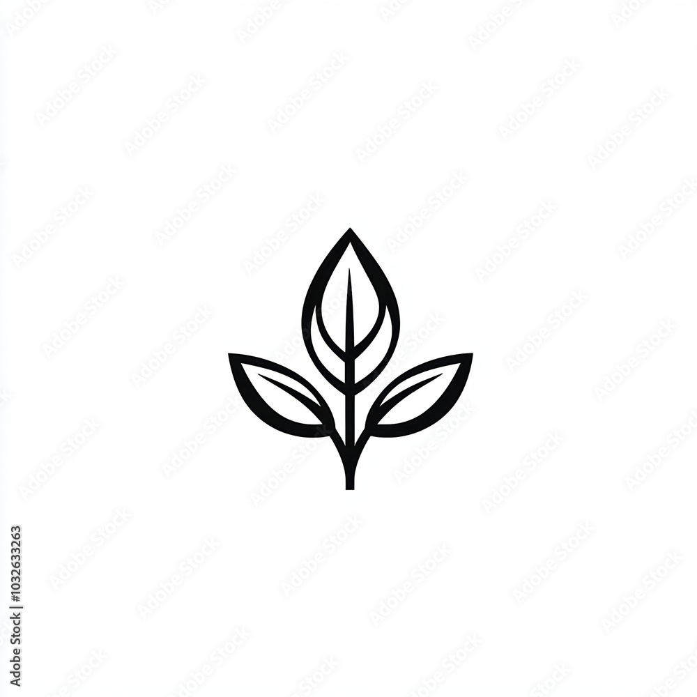 A minimalist black line-art logo featuring three stylized leaves, symbolizing veganism, sustainability, and harmony with nature A minimalist black line-art logo featuring three stylized leaves, symbolizing veganism, sustainability, and harmony with nature