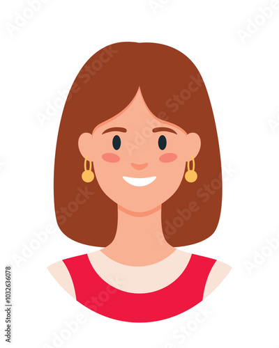 People avatar. Woman face isolated on white background. Cute vector illustration. Flat style