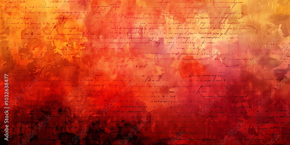 Abstract background with manuscripts and brush texture, rich red and orange tones, artistic style. Abstract background with manuscripts and brush texture, rich red and orange tones, artistic style.