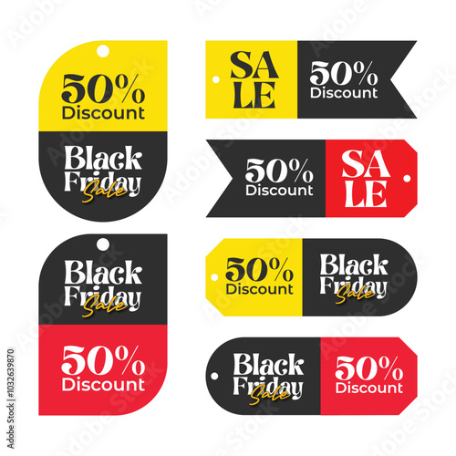 Black Friday Sale Tags set discount labels Collection