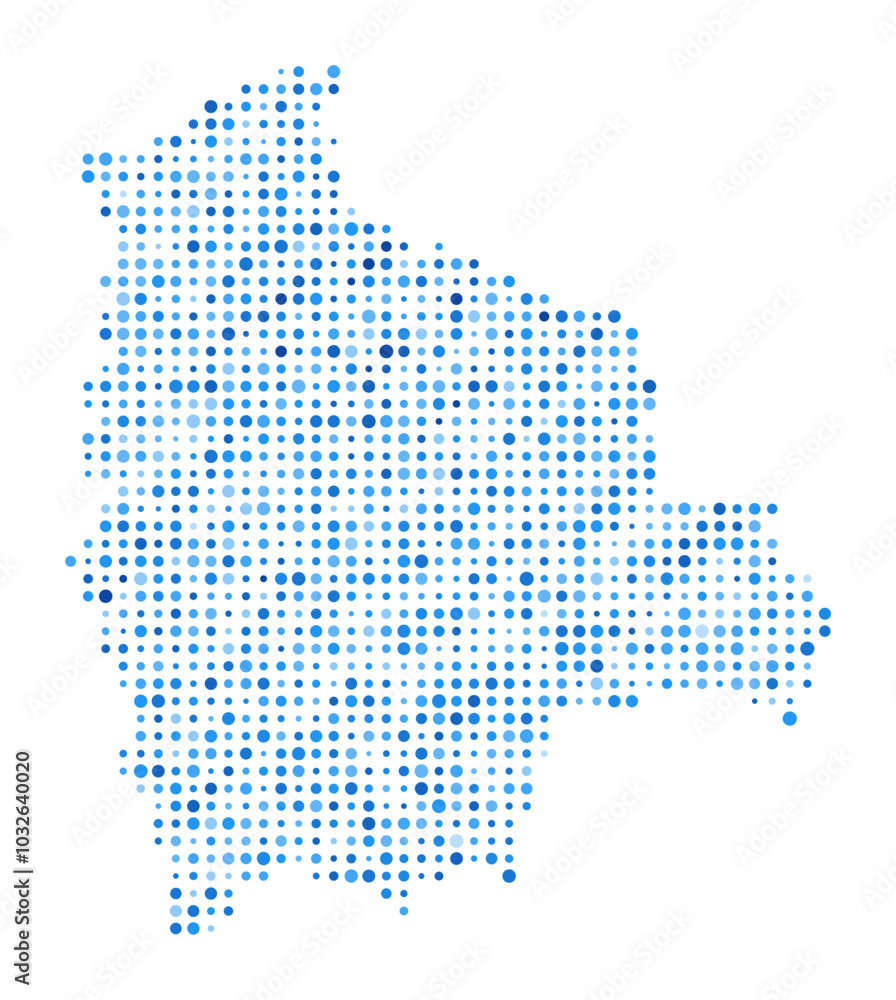 Fototapeta premium Bolivia Dot Map. Country digital style shape. Bolivia vector image. Country shape blue circular dots. Stylish vector illustration.