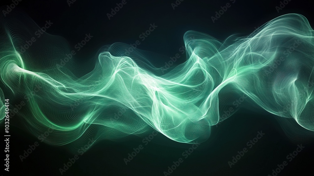 Abstract, energy and green motion waves on a black background Abstract, energy and green motion waves on a black background