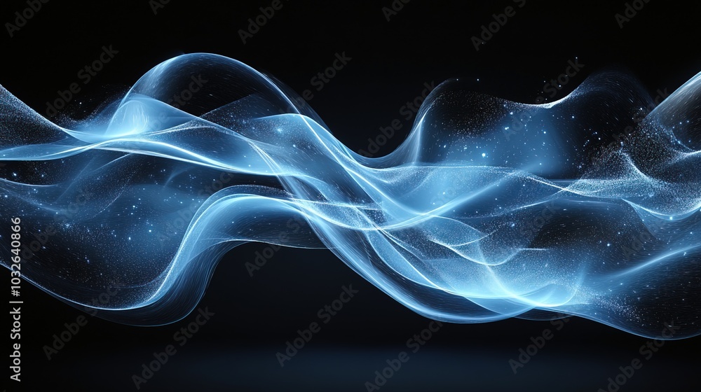 Fototapeta premium Abstract, energy and blue motion waves on a black background