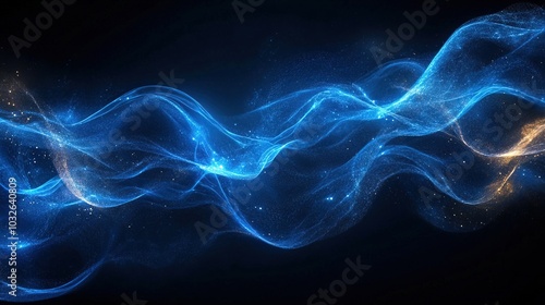 Abstract, energy and blue motion waves on a black background