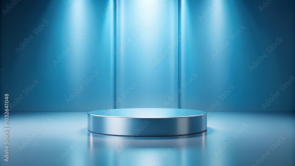 A soft blurred blue backdrop with a sharp-defined cylindrical podium, perfect for minimalist product displays and modern aesthetics A soft blurred blue backdrop with a sharp-defined cylindrical podium, perfect for minimalist product displays and modern aesthetics