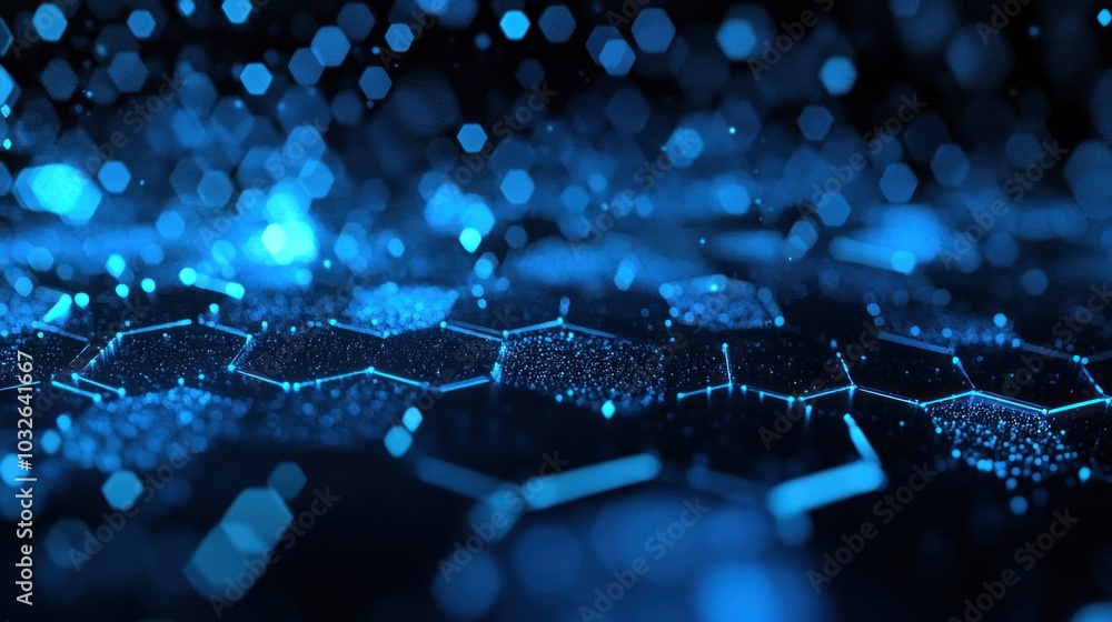 Obraz premium communication blue abstract hexagon technology background