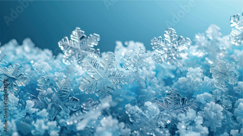 Snowflakes vector banner template for print, photo wallpaper. Winter background snowflakes on a blue background. Weather forecast winter, snow, frost, cold weather. New Year and Christmas background